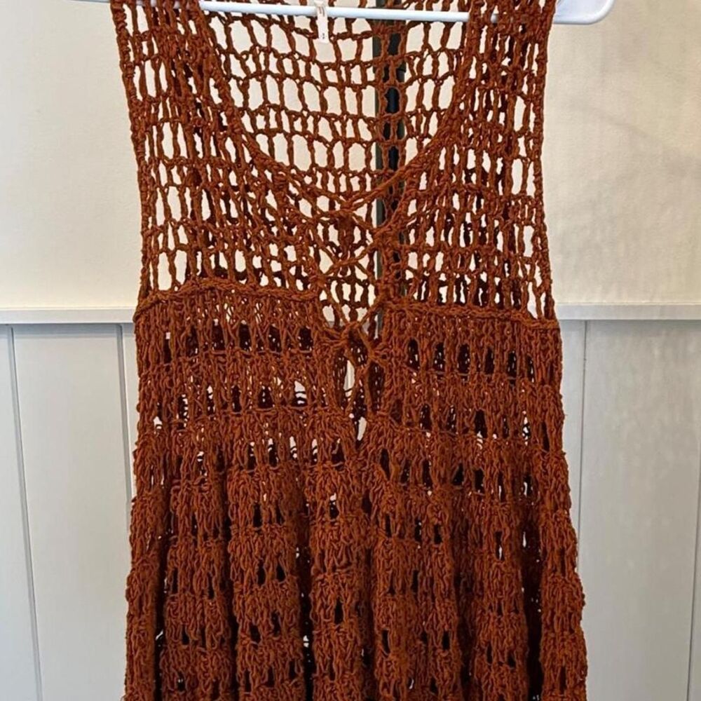 Free-people Men's Orange and Brown Top